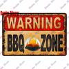 Pancarte Métallique Rétro pour Fête Barbecue Zone BBQ des Papas Temps de Grillade Affiche Décoration Murale pour Bar Pub Cuisine Maison WY