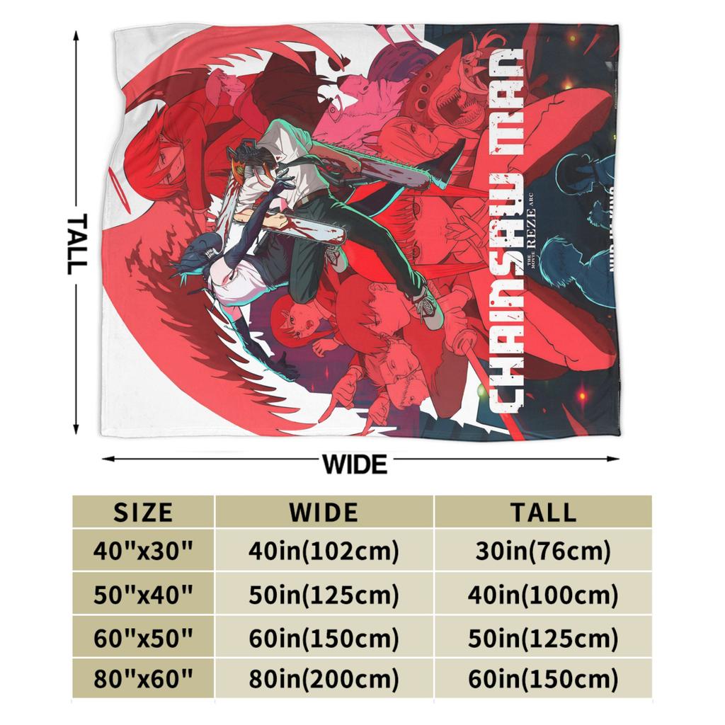 Anime Chainsaw Man Decke Qualität Super Warm Kobeni Manga Denji Power Reze Überwurfdecke Frühling Reise Stuhl Flauschige Tagesdecke