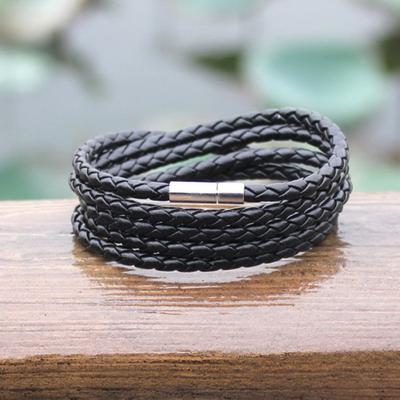 Unisex Multilayer Interlaced Kunstleder Manschette Armreif Armband Armband Schmuck