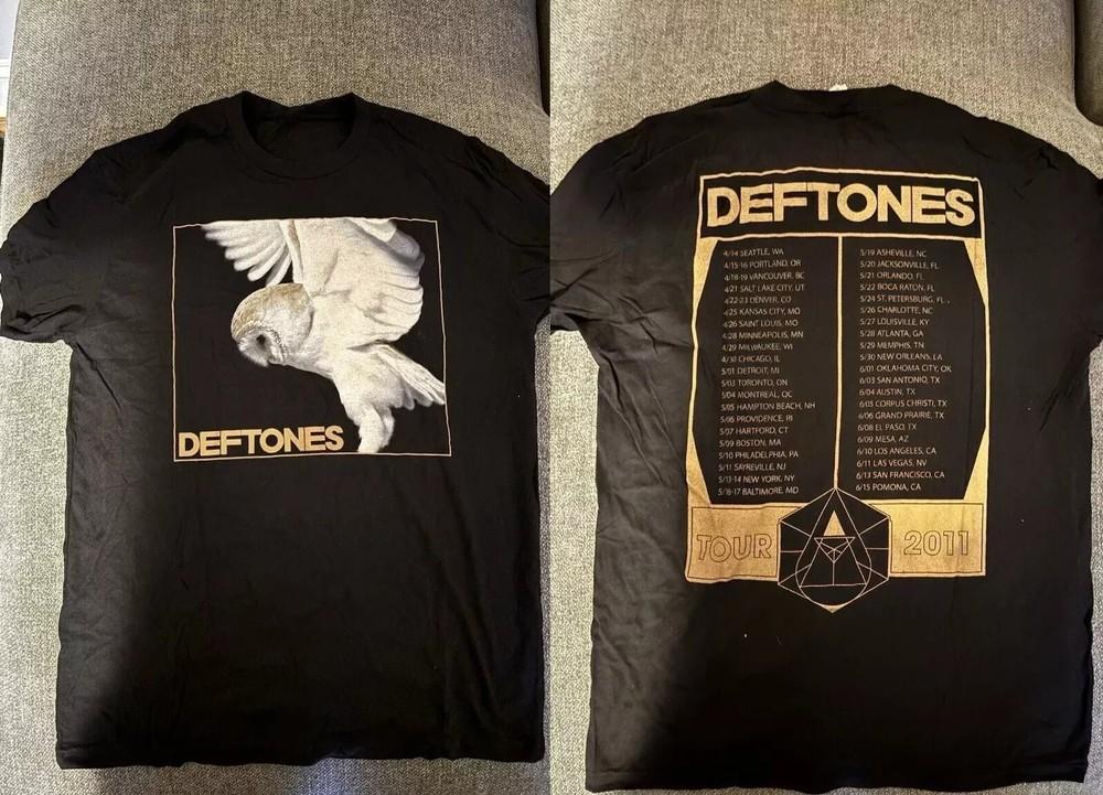 Deftones Band Tour 2011 2 Side Diamond Eyes Black Unisex T shirt Reprint S5XL Unisex T-Shirt XXXL