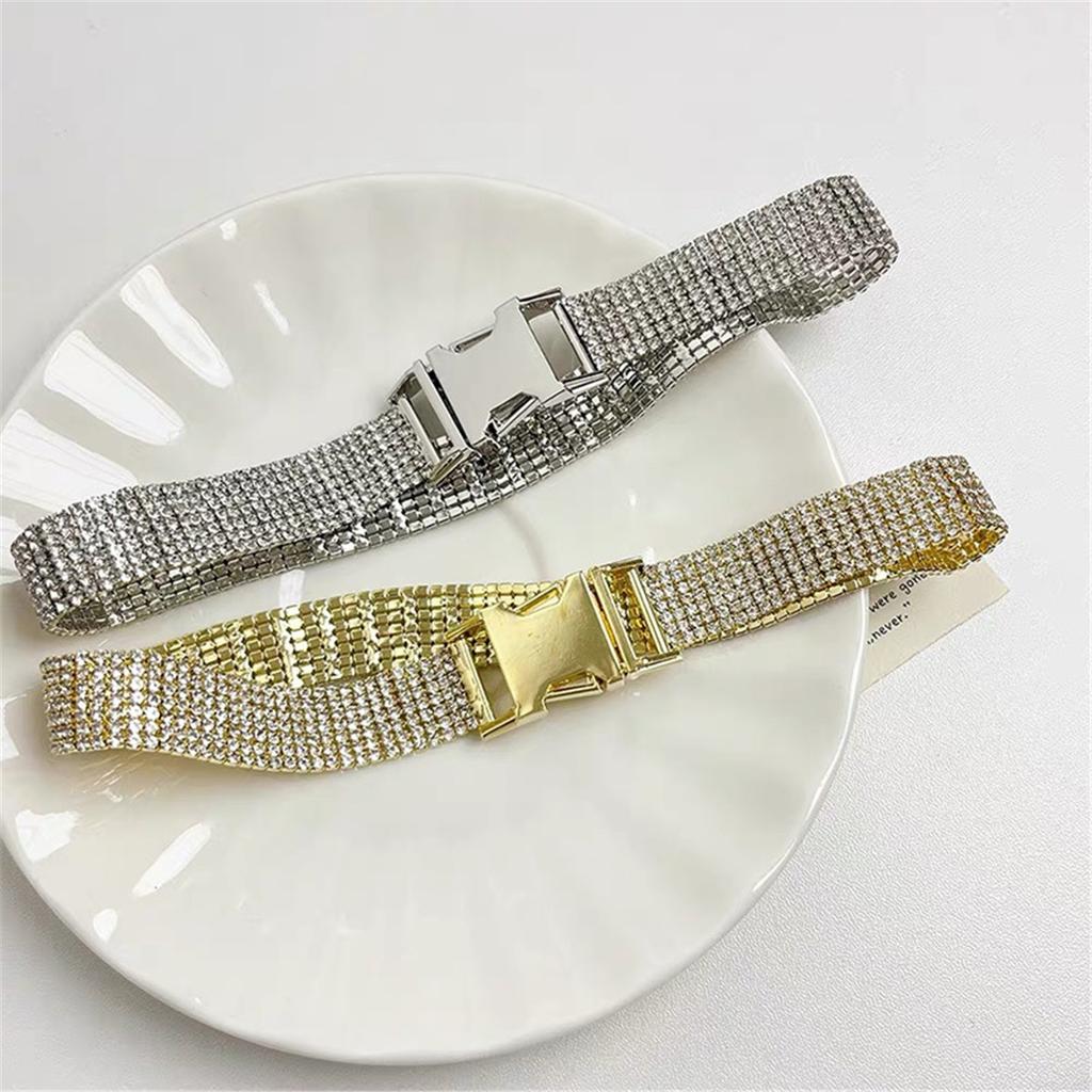 Tooxika Luxury Temperament Belt Buckle Splicing Multi-row Flash Diamond Necklace Sweet Cool Spicy Girl Collarbone Chain Necklace