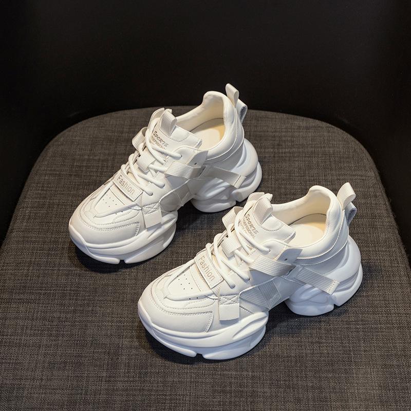 

Platform dance shoes women s autumn tide leather surface soft sole sports casual shoes heightening shoes dad shoes 40