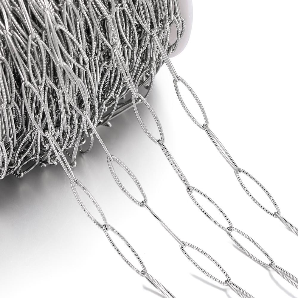 

1Meter/Pack 304 Stainless Steel Oval Textured Shape Handmade Chains for DIY Necklace Bracelets Jewelry Making Accessories