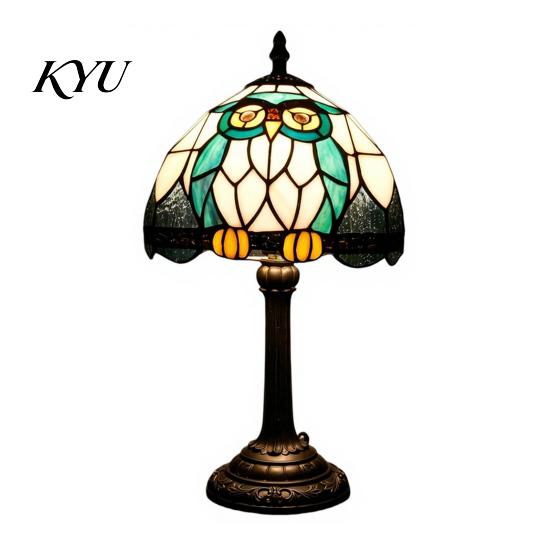 Vintage Dragonfly Bedside Lamp Tiffany Stained Glass Table Lamp, Blue Night Light, Style Ornament Decorative Atmosphere for Bedroom Living Room