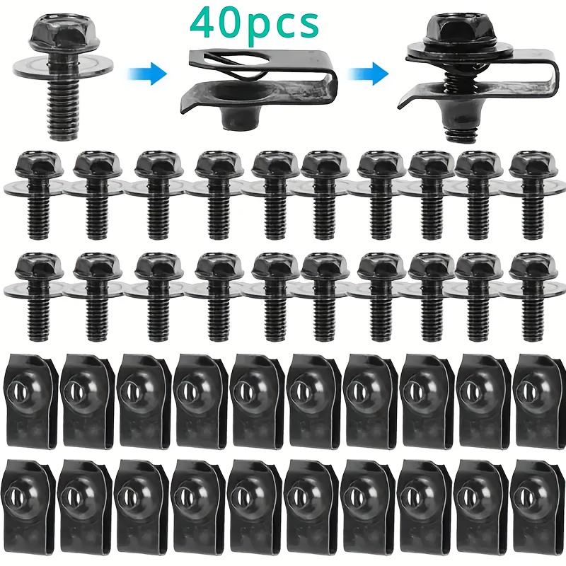 

Прочные автомобильные клипсы 40 шт. Черные металлические саморезы U-образные автомобильные клипсы M6 Легко устанавливаемые клипсы для крышек двигателя, бамперов, подкрылков