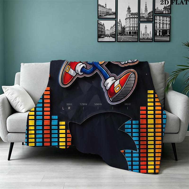 Sonic Printed Flannel Blanket, soft throw for bedroom sofa, washable, Christmas present, great gift.