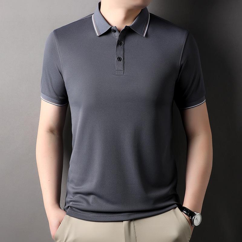 New Middle-aged Men's Short-sleeved T-shirt Summer Half-sleeved Thin Base Shirt Loose Big Size Dad Polo Shirt