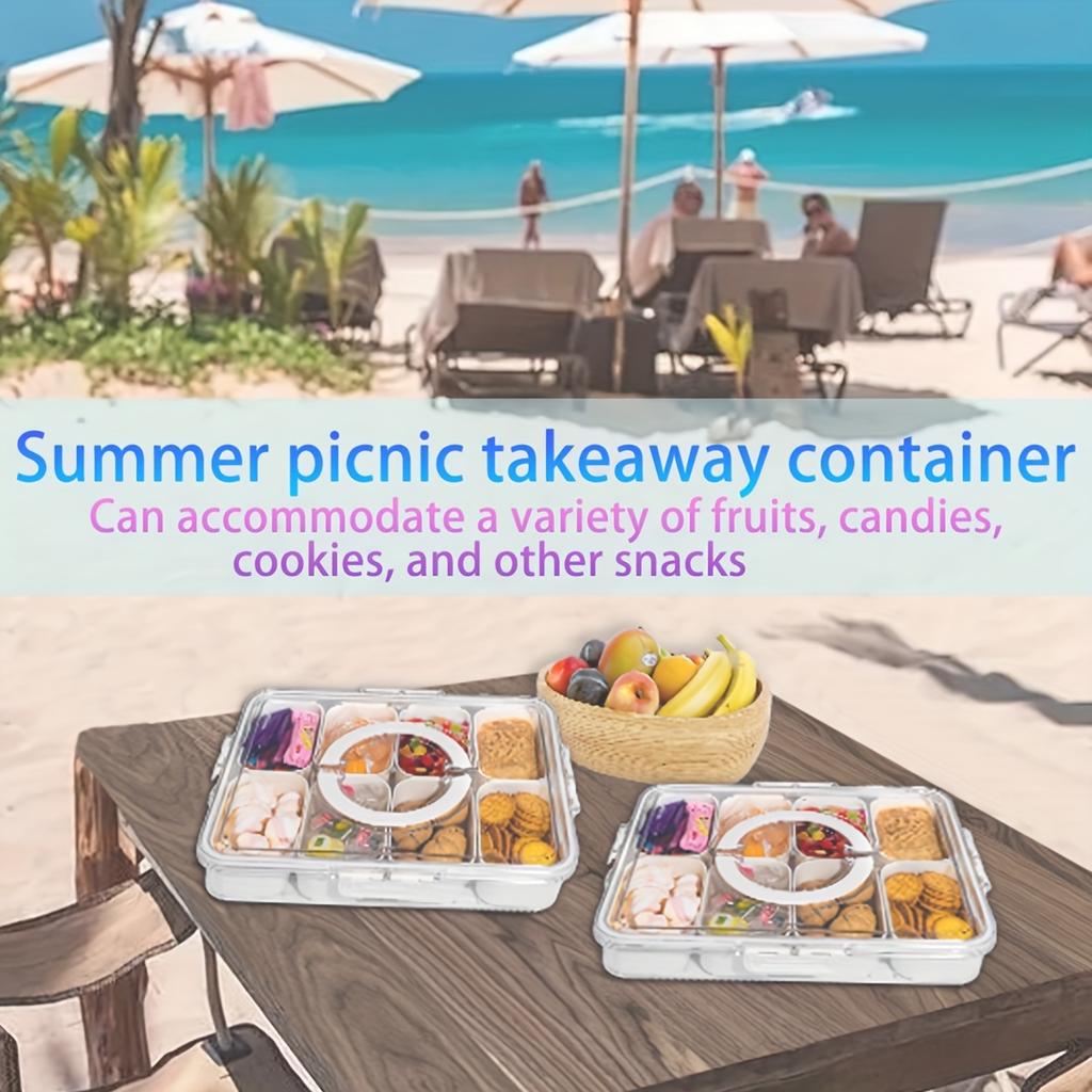 1 Stück Tragbarer Snackbehälter Lunchbox mit Deckel und Griff Trenneinsatz zum Aufbewahren von Snacks Picknick-Lebensmittelbehälter, Kühlschrank-Frischebox