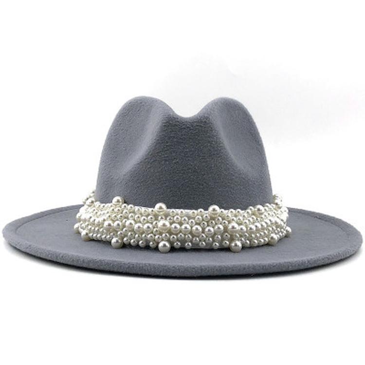 Modern Design Wool Felt Wide Brim Flat Top Hat Formal Fashion Women Fedora Hat