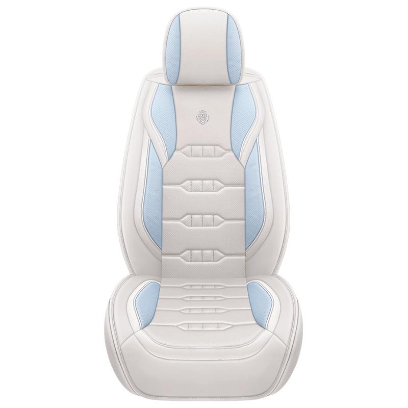 1PC Coussin de Siège de Voiture Tout Cuir Housse de Siège Respirante Entièrement Enveloppante Cuir Nappa Perforé Feuille Unique Compatible Toutes Saisons