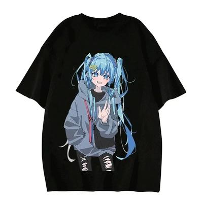 2025 Nowe Japońskie Anime Urocza MIKU Letni Damski T-shirt Moda Uliczna Styl Casual Krótkorękawowy Damski T-shirt Y2k Top