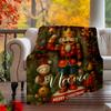 Festive Nutcracker And Holly Christmas Scene Outdoor Blanket Soft Universal For All Seasons Outdoor Campinghomepicnicoutdoor Travel Modern Style Mixed