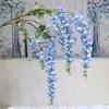 New Arrival One Silk Wisteria Hanging Greenery Plant Artificial 6 Flower Strings Golden Shower Tree Branch for Wall Floral Decor