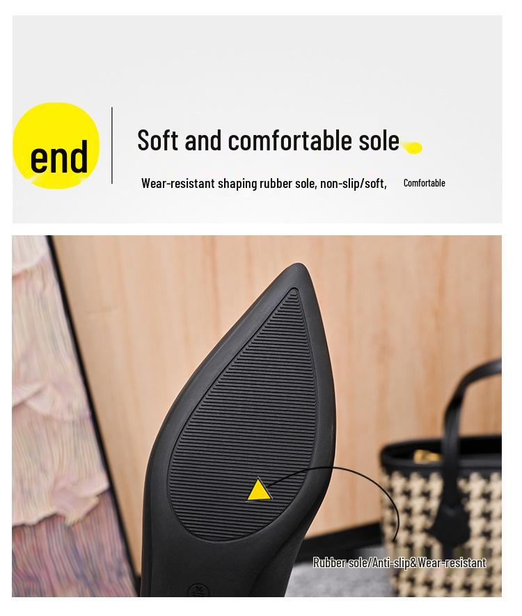 6cm Heel Height-Increasing French Pointed-Toe Black Women's Shoes - Perfect for Skirts and Professional Wear