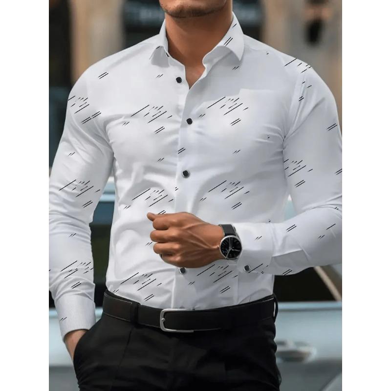 Men's Shirt 3D Vintage Chain Print Polyester Fabric Outdoor Street Long Sleeve Button Clothing Fashion Street Style Design