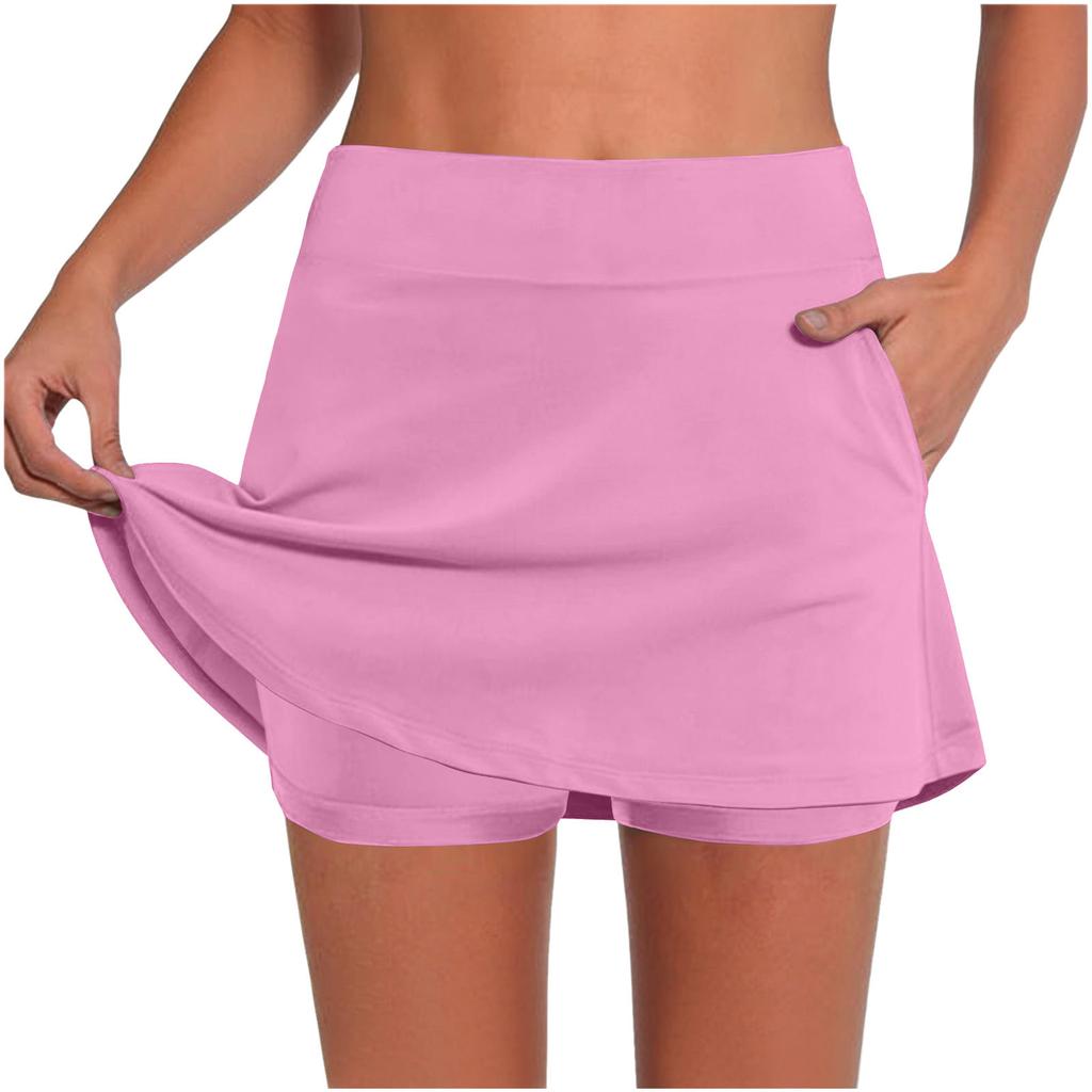 Women's -Color Mid- Pocket Skirt-Pants: Casual Activewear Base Layer