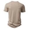 Maglietta Polo da Uomo con Collo Henley, Taglia Europea, Colore Unito, Manica Corta Casual, Collezione Primavera & Autunno.