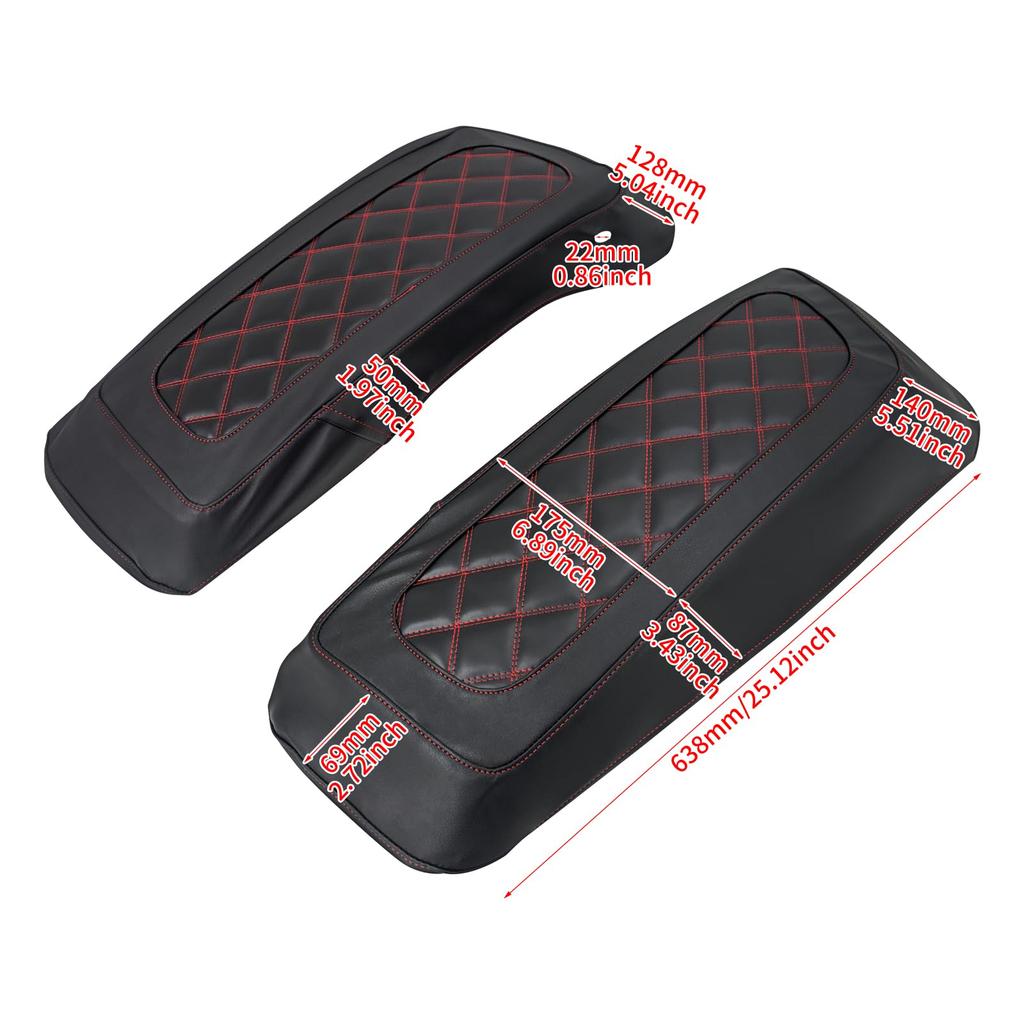 HDBUBALUS Motorcycle Side Case Saddlebag Pannier Case Waterproof Saddlebag Covers for Harley Road Street Road and Electra Glide with Red Stitching