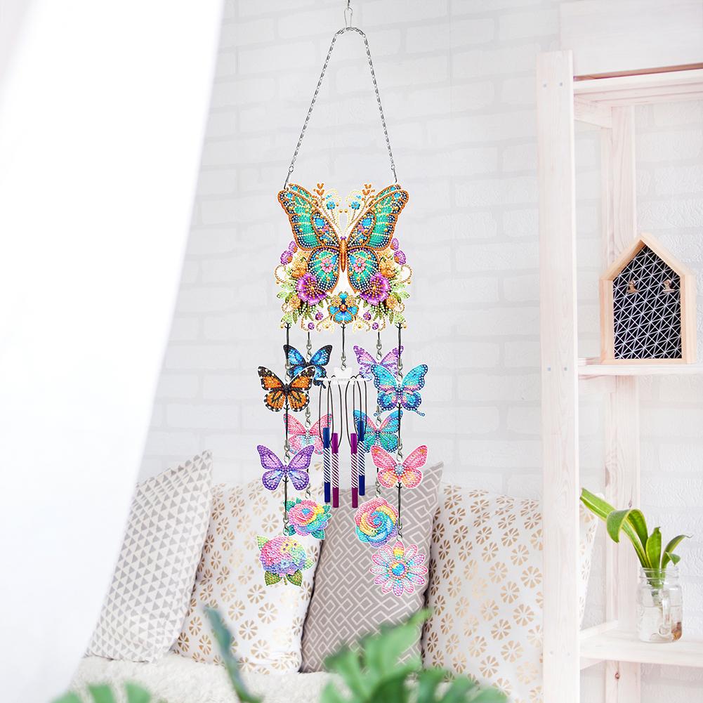 Vlinder Windgong Dubbelzijdig Diamant Kunst Hangend Hanger Diamant Schilderen Hangende Hanger voor Tuin Raam Decoratie