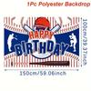 Sfondo Happy Birthday Baseball in Poliestere - Decorazione per Festa a Tema Sportivo per Casa o Stanza - Perfetto per Celebrazioni di Compleanno
