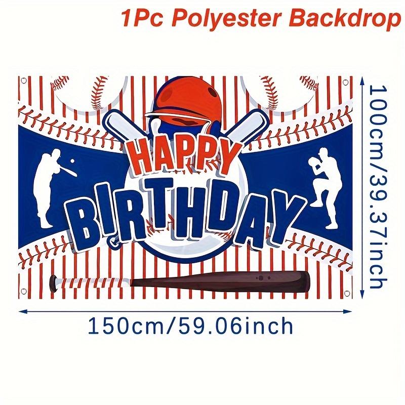 Sfondo Happy Birthday Baseball in Poliestere - Decorazione per Festa a Tema Sportivo per Casa o Stanza - Perfetto per Celebrazioni di Compleanno