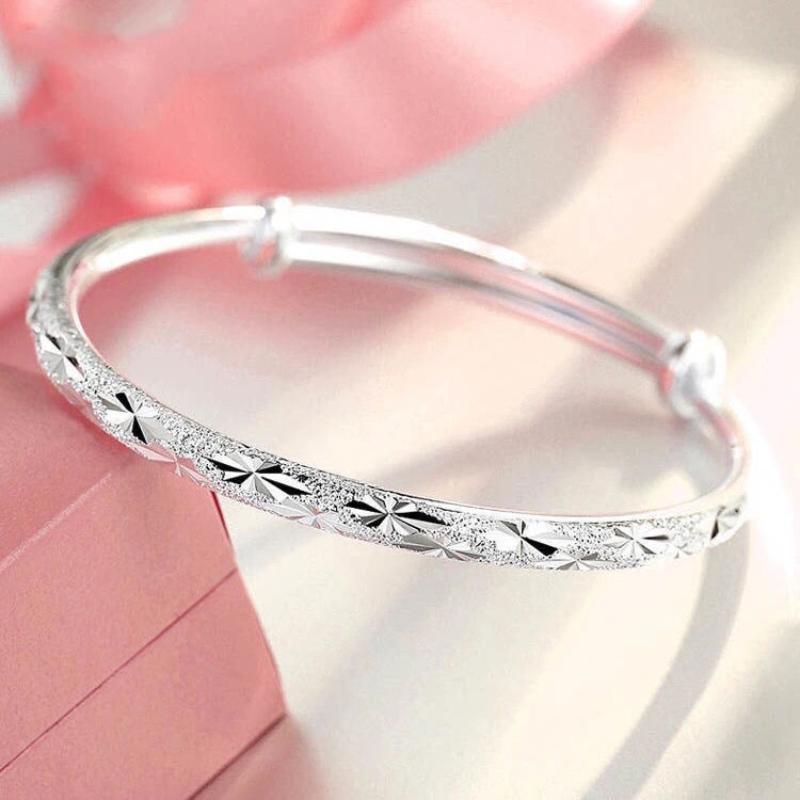 Luxury 925 Silver Bracelets For Women Vintage Starry Sky Carving Adjustable Bangles Party Wedding Fine Jewelry