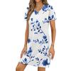 Women's Casual V-neck Short Sleeve Split Hem Floral Print Dress