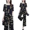 2025 Plus Size Women's Summer Outfit: Stylish Slimming Two-Piece Set with Wide-Leg Pants