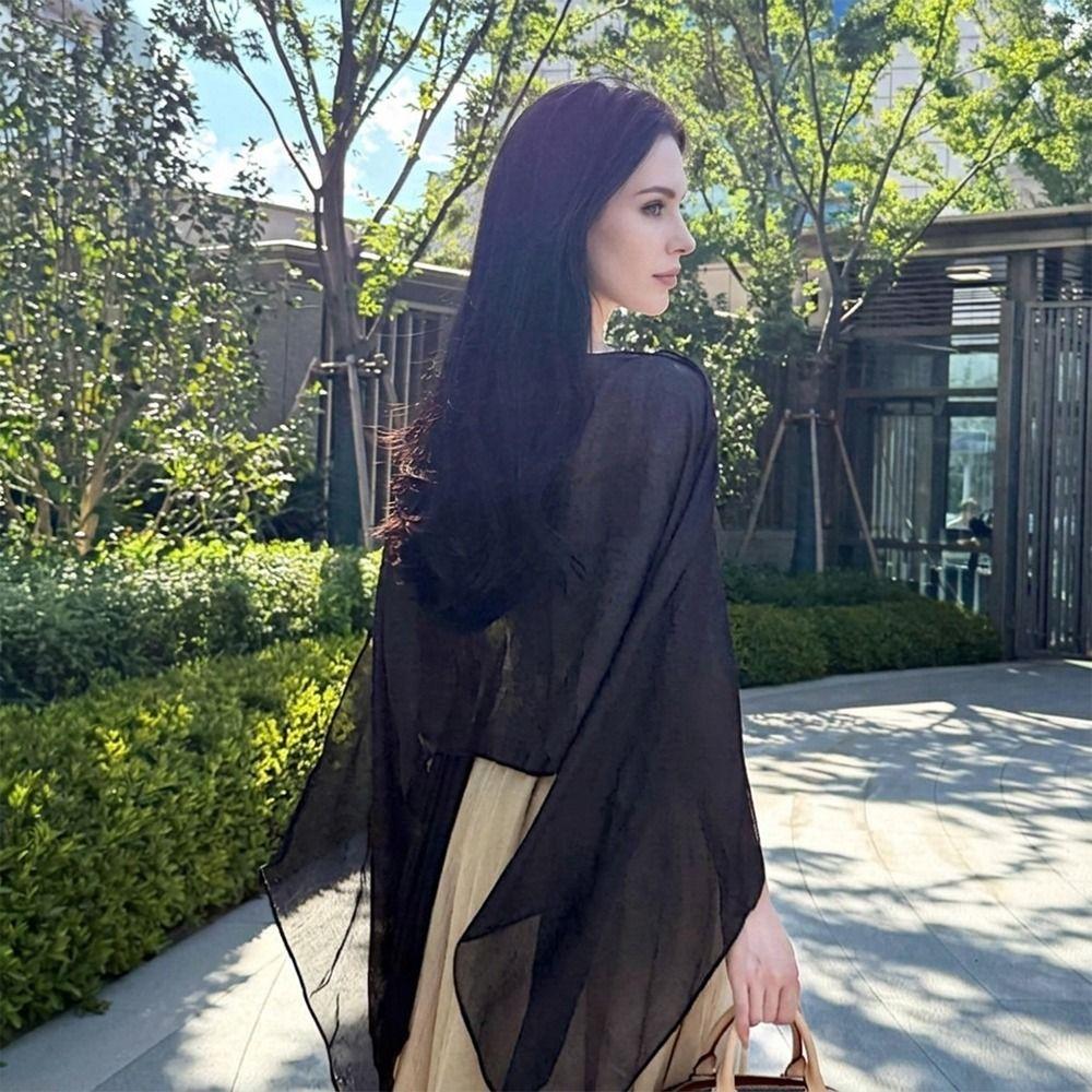 Thin Sun Protection Shawl Chiffon Trendy Scarf Versatile Air-conditioned Sweater Women's Wear