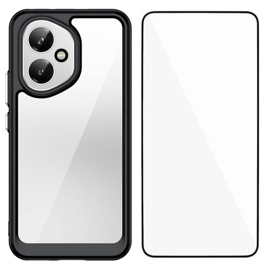 For Honor 400 5G (Global) Phone Case WANLONFENG XC Series TPU Acrylic Cover with Tempered Glass (Big Lens Hole)