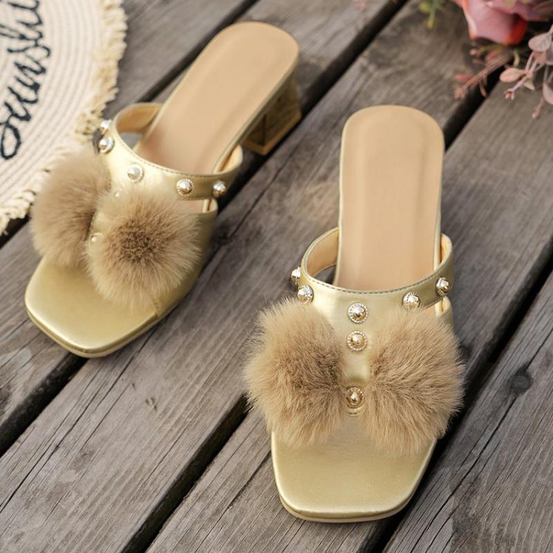 Women Fashion Peep Toe Slippers Design Summer Dress Flip Flops Beach Sandals Women Fashion Sexy Elegant Non-Slip Party Shoes
