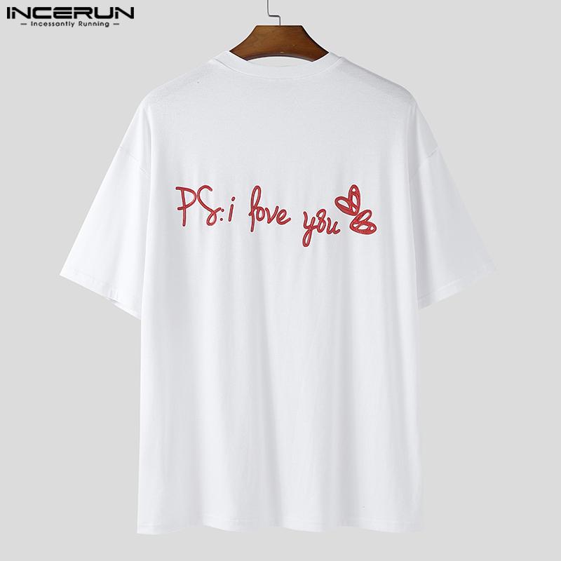 INCERUN Plus Size Men Short Sleeve Print Casual Loose T-shirts Tops