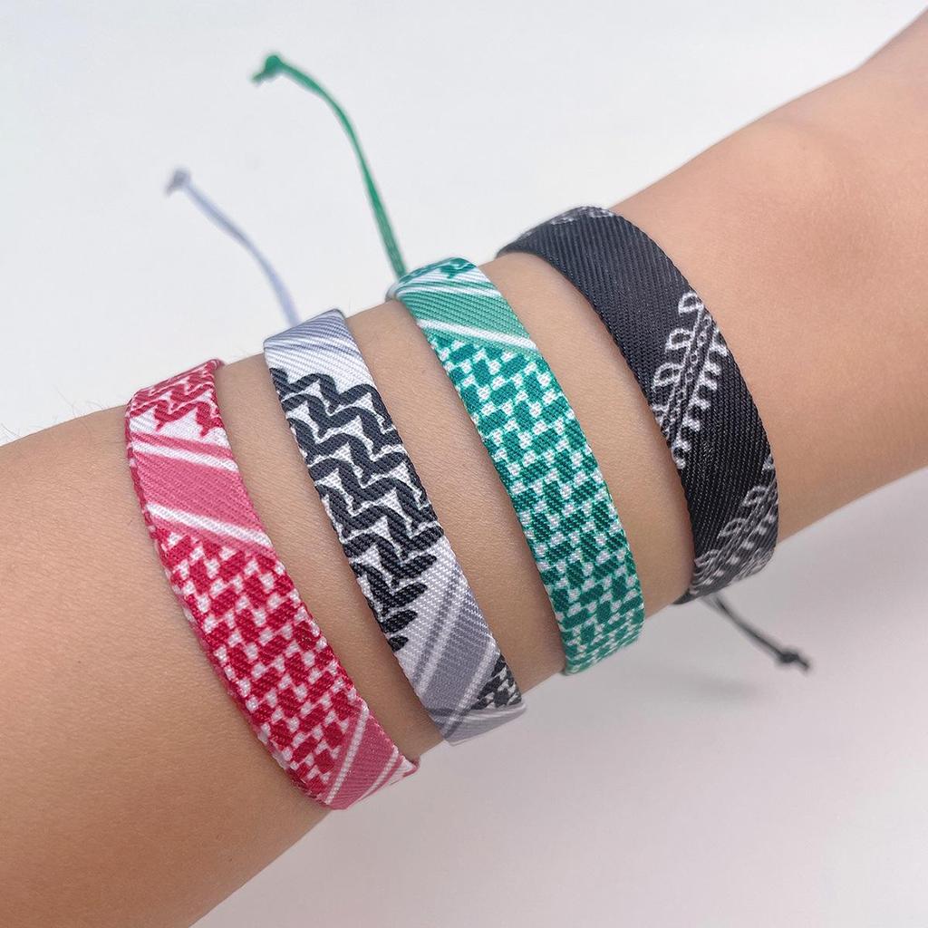 Arabic Geometric Ribbon Bracelet: Hand-Woven, Adjustable Ethnic Style