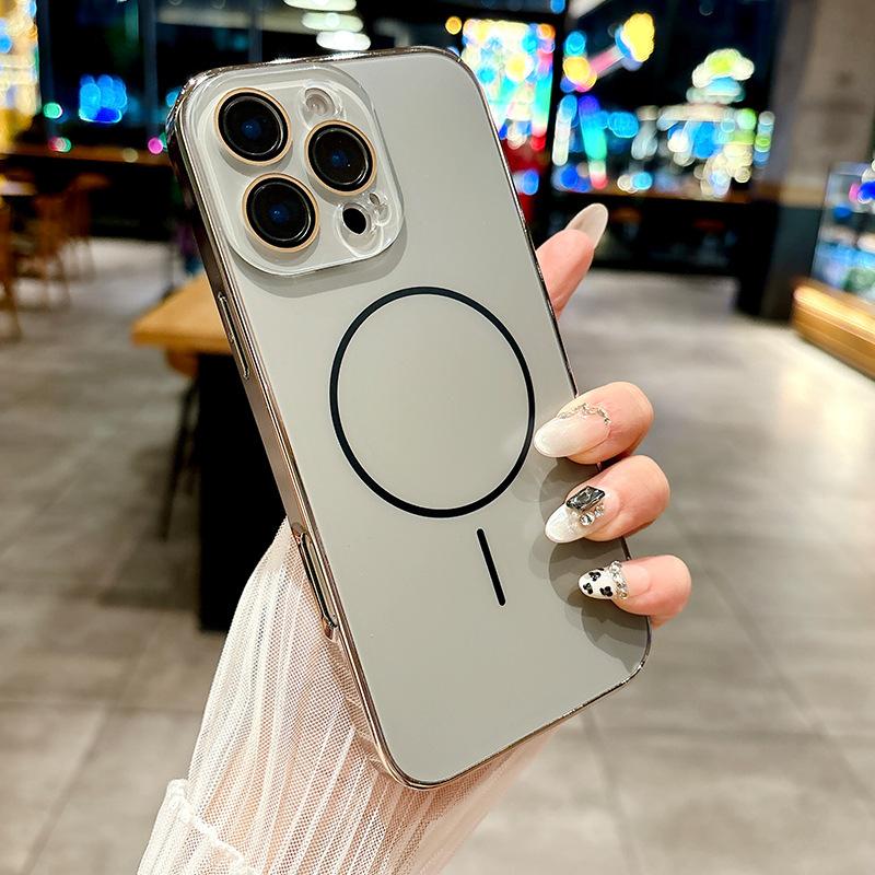 Fine Magnetic Suction Ring Suitable for IPhone16promax Mobile Phone Case with Lens Film Apple Full Inclusive Anti Fall Electroplating