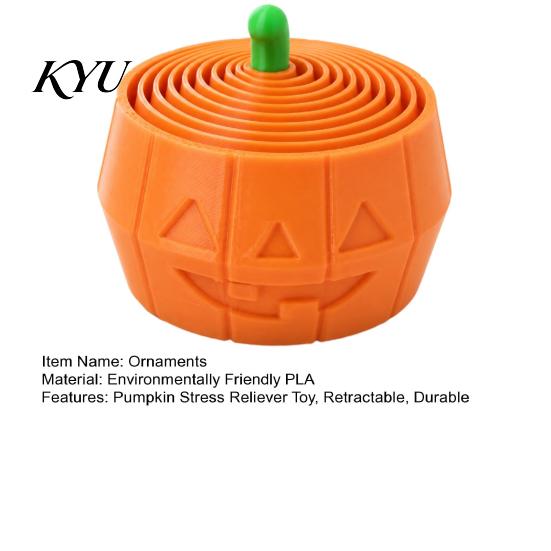 Creative Desk Ornaments 3D Printed Halloween Pumpkin Fidget Toy, Retractable Spiral Stress Relief Eco Friendly Pla Toys Ornament, Flexible PLA Sensory