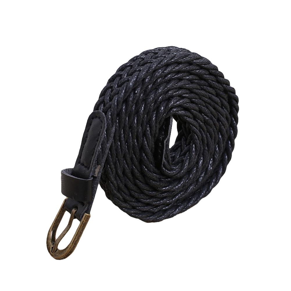 

Женские ретро богемные плетеные ремни Женский классический тонкий плетеный тонкий ремень Дамский тонкий плетеный пояс для платья чёрный