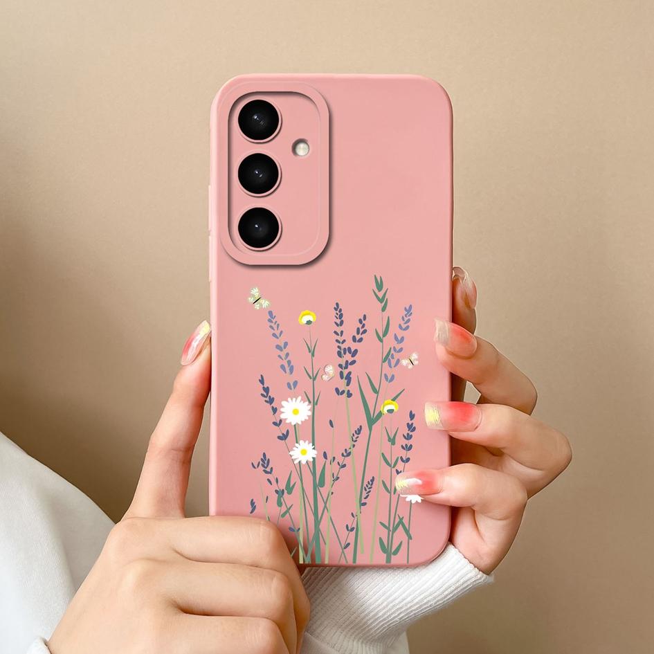 Shell For Samsung A05 A16 A56 A26 A36 F14 A05S S25 Plus Ultra Case Exquisite Avocado Durable Anti Slip Liquid Silicone Pretty Flower Cover For Samsung