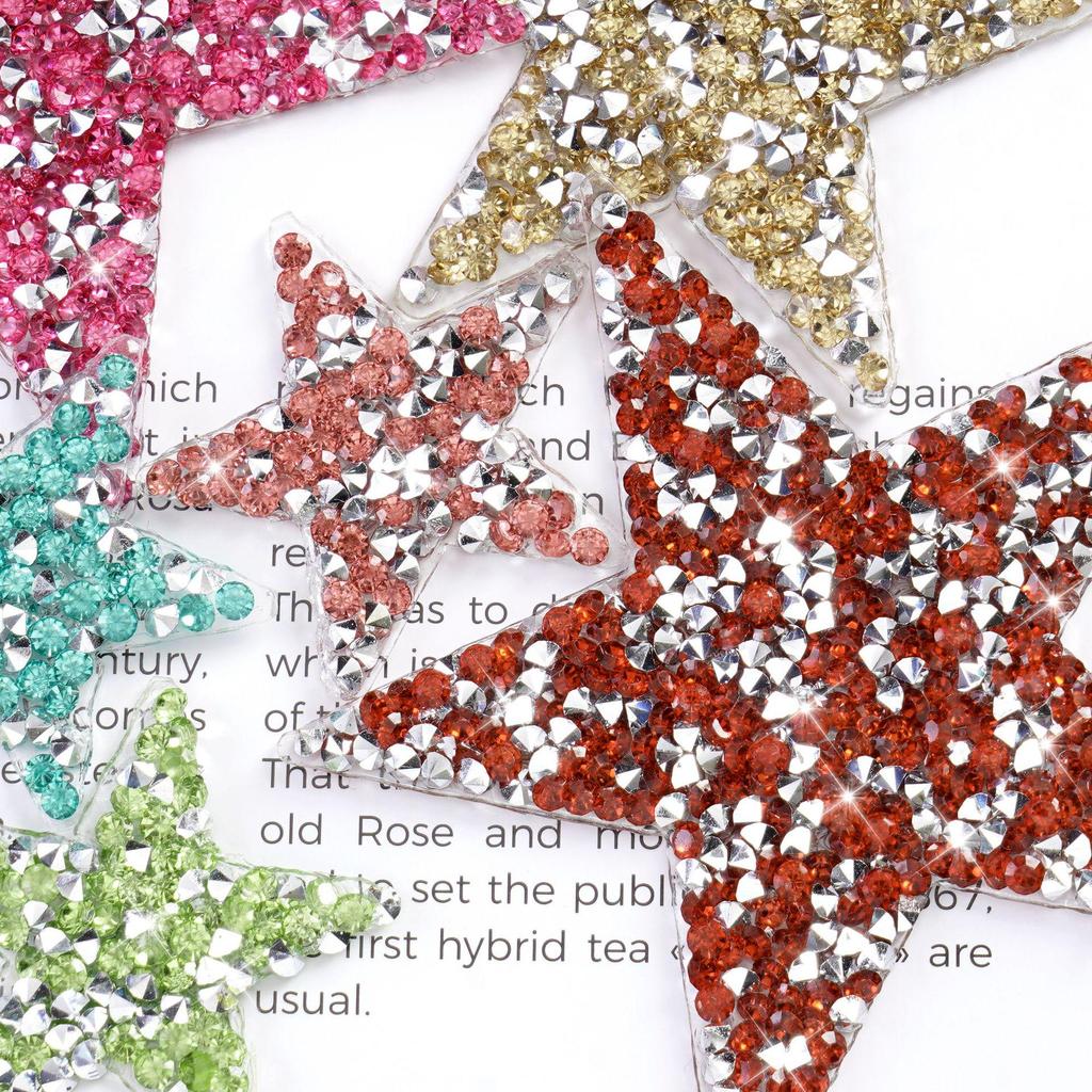 Colorful Star Rhinestone Stickers - 4cm DIY Mixed Hotfix for Shoes, Bags, Clothing
