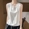 Women's Champagne Camisole Elegant V-Neck Sleeveless Lace Trim Silk-Like Top