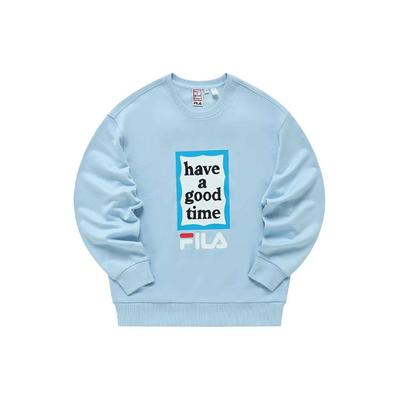 Fila Have A Good Time Series Letter Print Round Neck Pullover Long Sleeve Sweatshirt Unisex Sweatshirt Laiwu-Blue F11U149204F-LB
