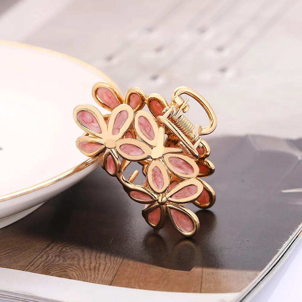 

Temperament girl flower hair clip back head day sweet grab clip розовый