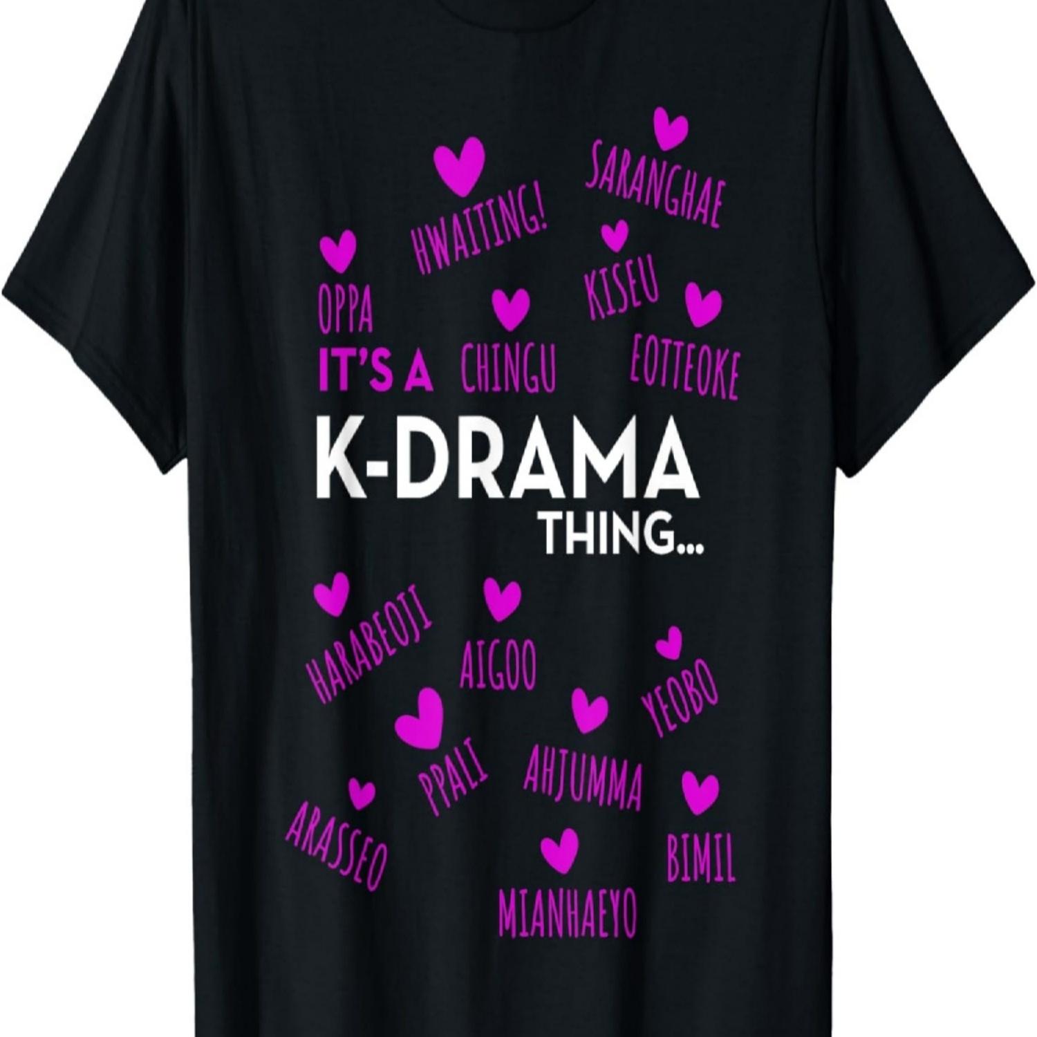 Это вещь из дорамы _ Футболка с корейскими словами(4) S чёрный