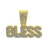 Hip Hop Letter BLESS Pendant Necklace for Women Men Shiny Rhinestones 13MM Cuban Chain Crystal Necklaces Fashion Jewelry Gifts