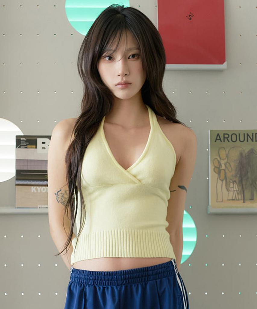 LARTIGENT L24 Knit Halter Top(Yellow)