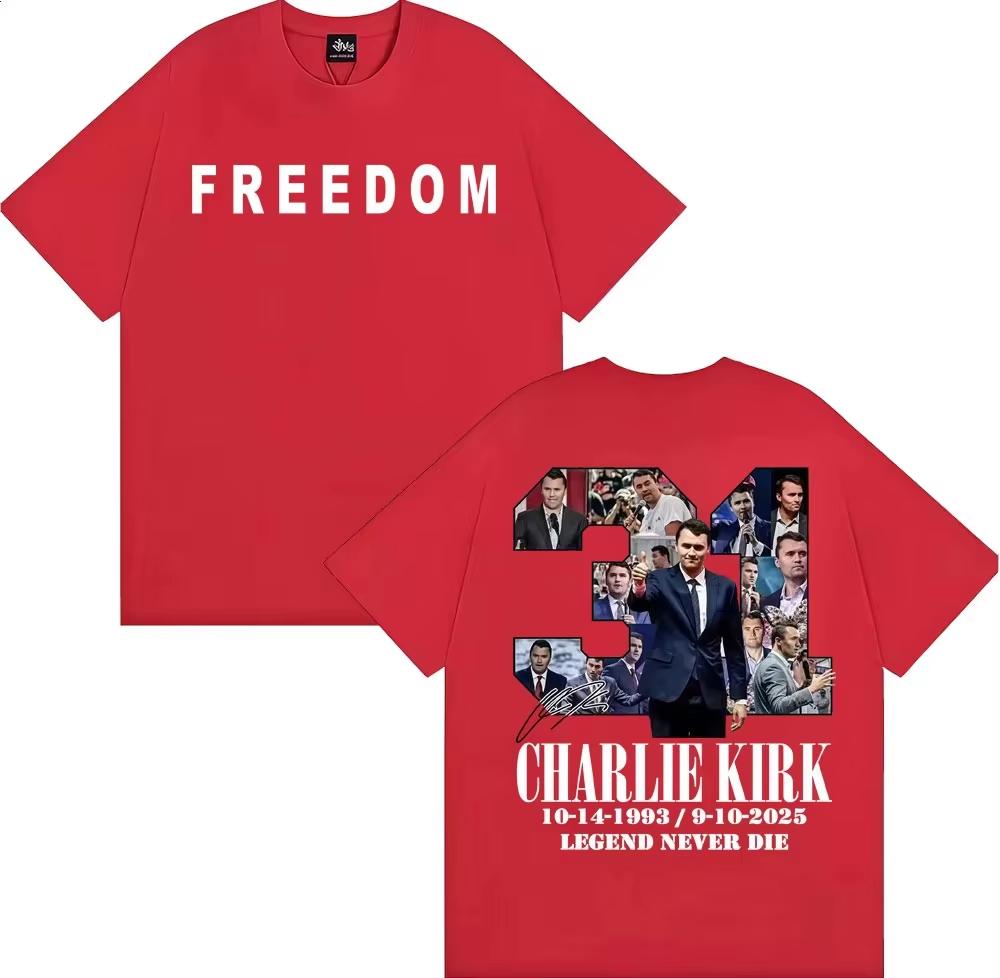 Justice for Charlie Kirk Legend Never Dies T Shirt Freedom Speech Protest T Shirt Unisex Fashion Summer Casual High Quality Top