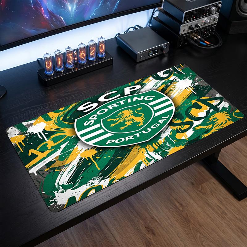 Sporting CP FC Theme Pattern Mouse Pad, Soccer Logo Design XXL Gaming Desk Mat Non-Slip Computer Mouse Pad