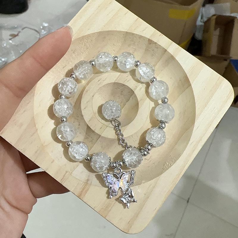 Floral Butterfly Glass Bead Bracelet – Perfect Gift for Girls, Best Friends, and Students