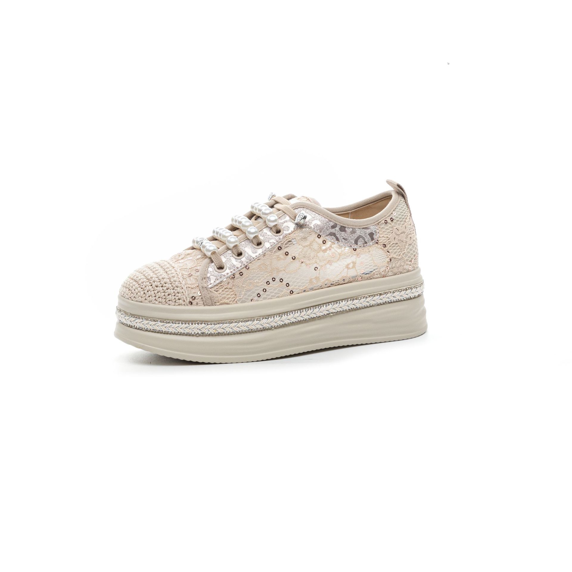 

Fisherman shoes women s new one-pedal lightweight lace mesh shoes versatile thick soles increase height and breathability 40 абрикосовий