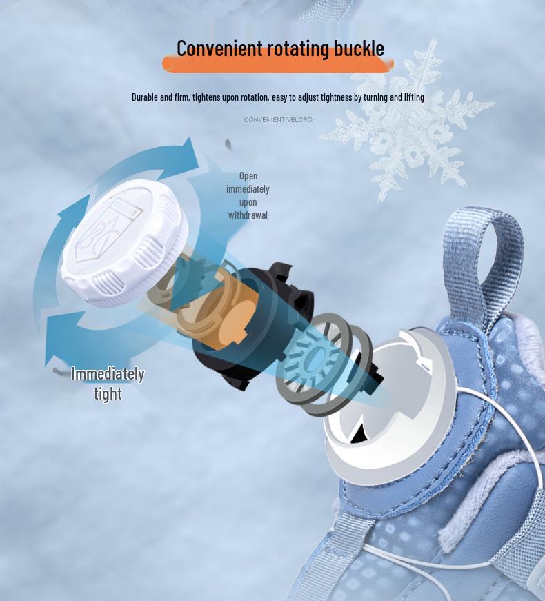 Girls' Cotton Winter Sports Shoes with Velvet Lining | 2025 Style | Medium & Large Sizes | Rotary Buckle | Warm Running Dad Sneakers