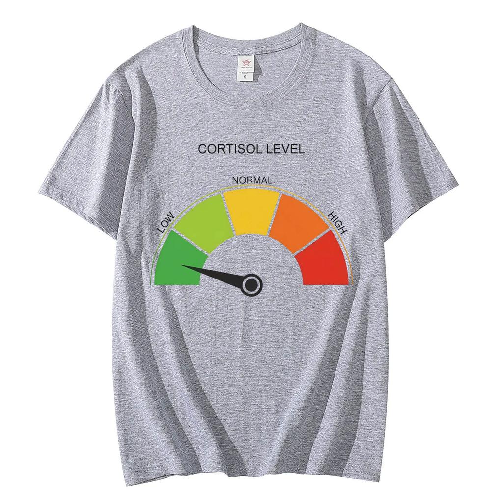 Low Cortisol Level Funny Stress Meme Tshirt High Quality Fashion Short Sleeve T Shirts Men Women Casual Loose Cotton Tshirts